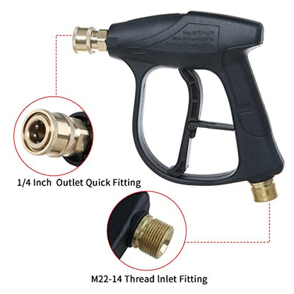 Sooprinse High Pressure Washer Gun 3000 PSI Max, Power Washer Short Gun with 1/4 Inch Quick Connector, M22-14 - color: Dark Black
