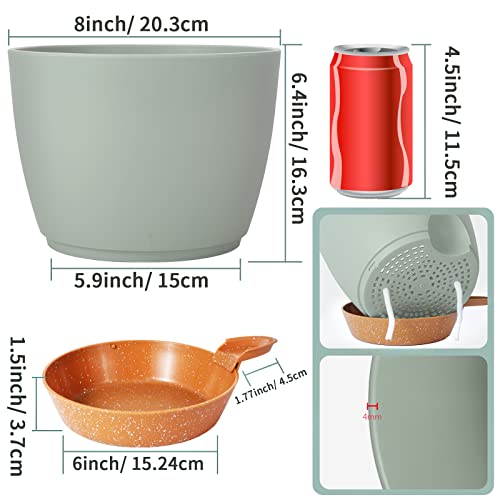 GARDIFE Plant Pots Set of 2 Pack 8 inch,Planters for Indoor Plants with Drainage Holes, Modern Decorative Flower Pots for All House Plants, Flowers, Green - color: 8-green, size: 8 inch|2 pcs