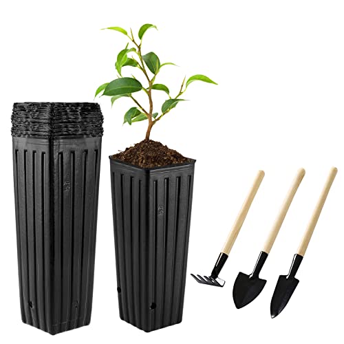 20 Pcs Plastic Deep Nursery Pots,9.8" Tall Tree Pots, - color: Square