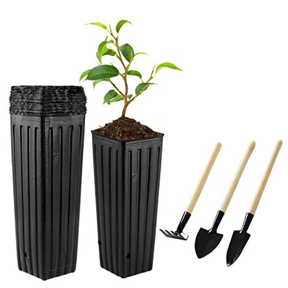 20 Pcs Plastic Deep Nursery Pots,9.8" Tall Tree Pots, - color: Square