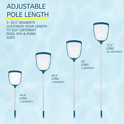 POOLWHALE Upgrades Swimming Pool Leaf Net Skimmer Rake with Adjustable Aluminum Pole and Nylon Medium Fine Mesh for Cleaning Swimming Pools, Hot Tubs, Spas and Fountains (Pack of 2) - size: Pool Skimmer with Pole (Pack of 2)