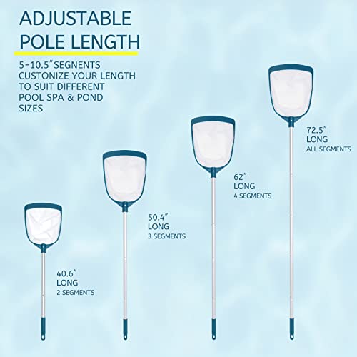 5 Foot Ultra Fine Mesh Pool Spa Leaf Skimmer Rake Net with Adjustable Pole - size: Pool Skimmer with Pole