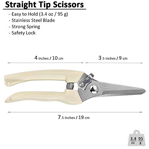 BUGUI Garden Shears Set of 2, Includes 1 Bypass Pruning Shears and 1 Straight Blade Garden Scissors, Sharp, Lightweight - style: Straight+Bypass