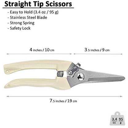 BUGUI Garden Shears Set of 2, Includes 1 Bypass Pruning Shears and 1 Straight Blade Garden Scissors, Sharp, Lightweight - style: Straight+Bypass