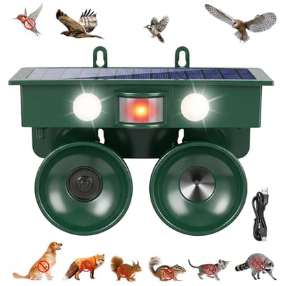 2026 Solar Ultrasonic Bird Repellent Devices Bird Deterrents for Outside IP65 Pigeon Repeller Outdoor Animal Repellent to Keep Woodpecker Pigeon Out of Balconies Patio Garden Farm