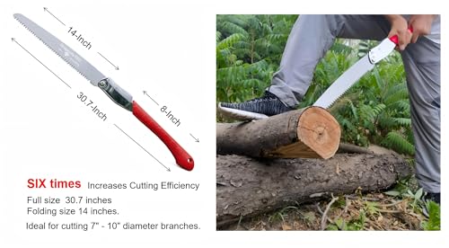 Large Folding Saw:Extra-Long 14-Inch Blade Camping Saw for Hiking Camping.Folding Camp Saw with Pulse Harded Blade for Dry Wood/Green Wood,Folding Hand Saw is SK5-Steel