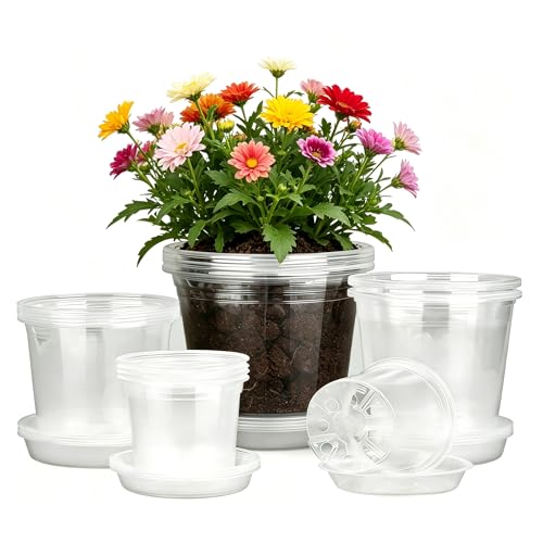7/6/5/4 Inch Clear Nursery Pots with Drainage Hole 20Pcs,Plastic Plant Pot - color: 4/5/6/7in