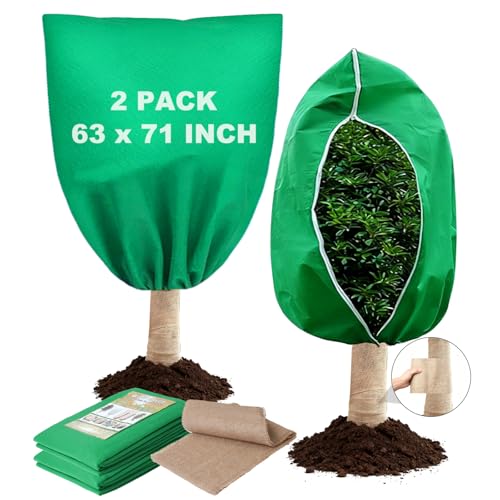 Plant Covers for Freeze Protection, 2 Pack 63" x 71" Drawstring - size: 63 x 71 Inch 2 Pack