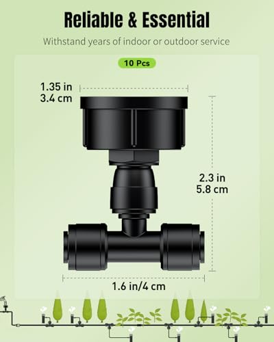 Pawfly 10 Pcs 3/4" to 1/4" Drip Irrigation Faucet Adapters, Quick Connect 3/4" FHT Faucet to 1/4" Tubing Connectors, Push-to-Fit Garden Hose Adapters, Anti-Leak Drip Irrigation Hose Connectors - size: 10pcs Dual-Port Adapters