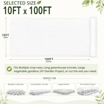 Roll Packed 10x100FT Garden Netting, Fine Mesh Insect Barrier for Plants - size: 10Ft x 100Ft