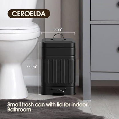 CEROELDA Small Trash Can with Lid-1.3 Gal-Dog Poop Trash Can Outside-Black - color: Black