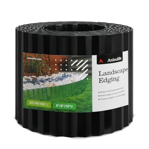 Anleolife Galvanized Steel Garden Landscape Edging Roll, 40FT x 8" Black - color: Black, size: 8 inch× 40 ft