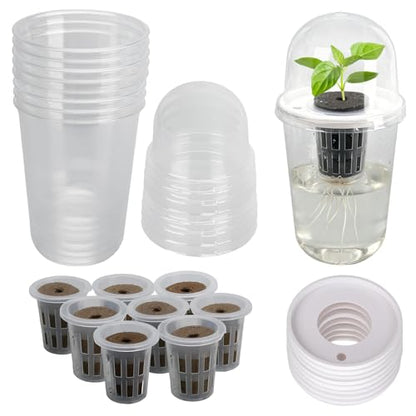 Ronyes 8-Pack Clear Hydroponic Nursery Pots with Vented Domes