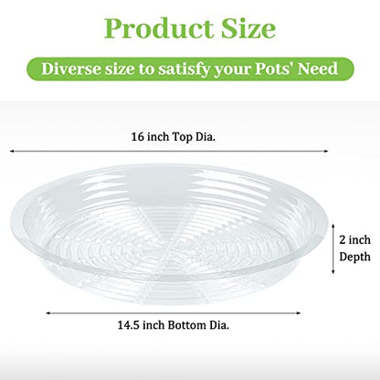 Shellwei 18 Pack 16 Inch Plastic Plant Saucers Extra Large Clear Flower Pot Drip Trays Plants Drip Tray Plant Drainage Tray Plants Saucer Trays for Indoors Outdoors - size: 16 Inch