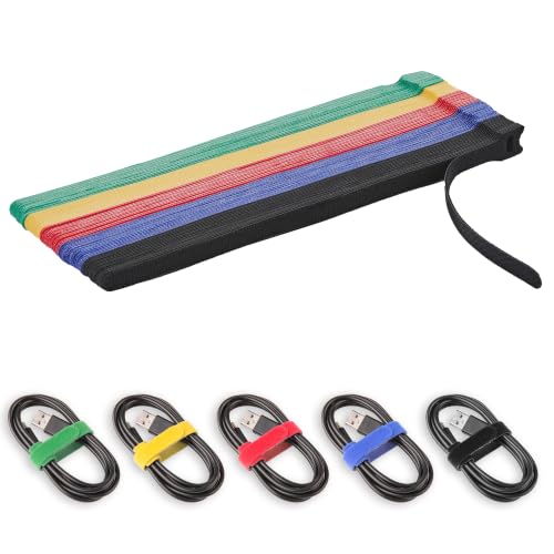 12 Inch Multi-Colour Cable Ties 50 PCS Reusable Fastening Cable Straps Adjustable Hook & Loop Organizer Straps Cords Management for Home, Office and Data Centers - color: 12 Inch 50 Pcs