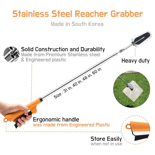 FTH Stainless Steel Grabber Reacher Pickup Tool Heavy Duty Trash Picker 60" - color: 60 Inch