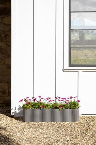 Veradek Demi Series Window Box Planter - Round Outdoor Planter - color: Gray, size: 36 inch - 2 Pack