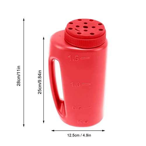Hand Shaker Spreader, 2L Plastic Salt and Seed Spreader, 7.5x4.9 Inch, 14 Hole Adjustable, for Lawn, Garden, Ice Melt (Red) - color: Red