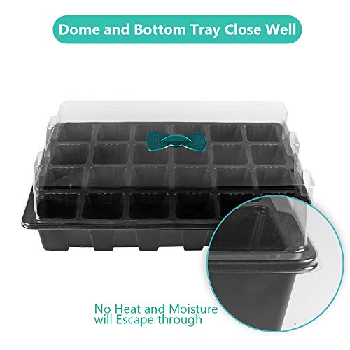 240 Cells -24 Grow Trays with Humidity Dome and Cell Insert - Mini Propagator for Seed Starting and Growing Healthy Plants Durable Reusable and Recyclable 10 Pack