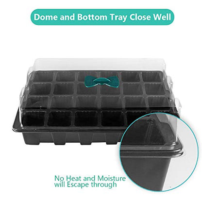 240 Cells -24 Grow Trays with Humidity Dome and Cell Insert - Mini Propagator for Seed Starting and Growing Healthy Plants Durable Reusable and Recyclable 10 Pack