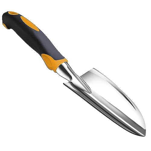 Garden Tool Shovel for Digging Gardening Trowel for Lawn Planting Alloy Spade Plastic Handle Anti Slippery - color: Orange