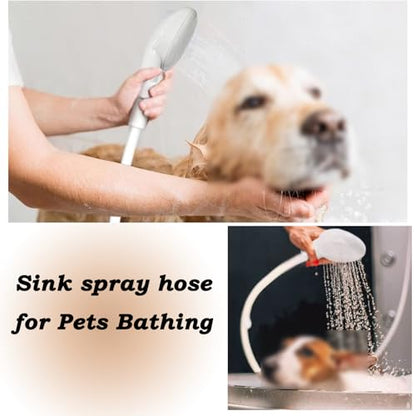 5m/16.4ft Sink Spray Rubber Hose Portable Faucet Sprayer Garden, Shampoo Sprayer Handheld Shower Head Spray Hose Attachment for Dog, Pets, Bathing Baby, Washing Hair, Rinsing Vegetables - color: White - 5m/16.4ft