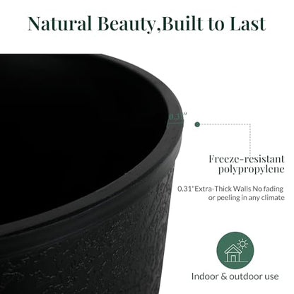 KOL 15 Inch Tall Planters, Black Plastic Urn Planters, 2 Pack - color: Black, size: Bundle: 15"+15"