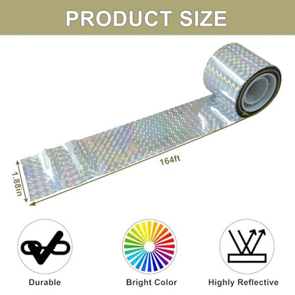Jiozermi 164 Ft Bird Scare Tape Ribbon, Laser Silver Floral - color: Laser Silver, size: 2 Inch x 164 Ft