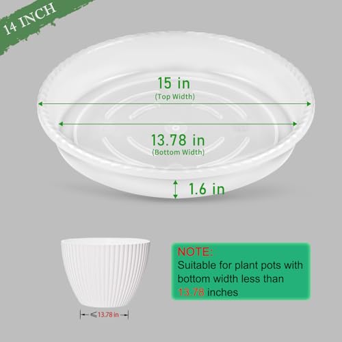 SupKing Large Plant Saucers Drip Tray 2 Pack 15 Inch Heavy Sturdy Plastic Flower Pot Saucers for Indoor,Clear Plastic Planter Water Tray for Plant Pots Liners (15''-Clear) - color: Clear, size: 15in - 2 Pack