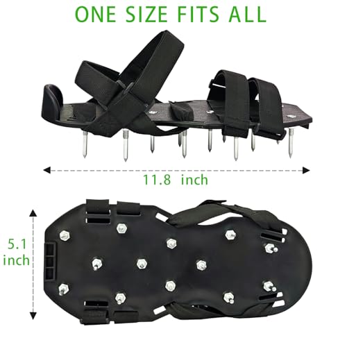 Lawn Aerator Shoes, Aerator Lawn Tool One Size Fits All for Yard Patio Lawn and Garden, Newly Upgraded X-Shaped 8-Strand Straps, Steel Spikes for Soil Aeration
