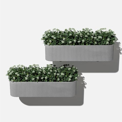 Veradek Demi Series Railing Planter - Round Window Box with Bracket - color: Gray, size: 36 inch - 2 Pack
