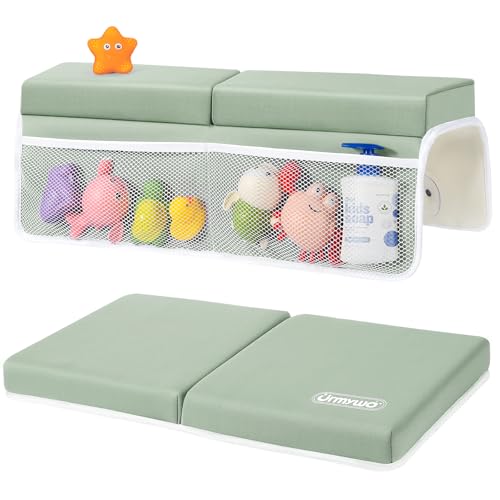URMYWO Bath Kneeler and Elbow Rest Pad Set, 1.5-Inch Thick Memory Foam Pads - color: Green