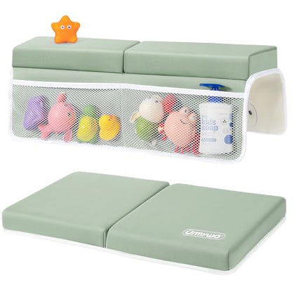 URMYWO Bath Kneeler and Elbow Rest Pad Set, 1.5-Inch Thick Memory Foam Pads - color: Green