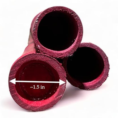 Pack of 3 Bamboo Sticks - 6 Feet Long Natural Thick Bamboo Poles - 1.5 in Diameter - Garden Stakes (Red) - color: Red