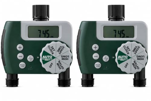 Orbit Programmable Digital Hose Watering Timer - 1 Outlet - Battery Powered - with LCD Screen - Built-in Rain Delay - Water-Resistant - 62061 (2-Pack 2 Outlet) - size: 2 Outlet (Pack of 2)