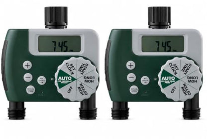 Orbit Programmable Digital Hose Watering Timer - 1 Outlet - Battery Powered - with LCD Screen - Built-in Rain Delay - Water-Resistant - 62061 (2-Pack 2 Outlet) - size: 2 Outlet (Pack of 2)