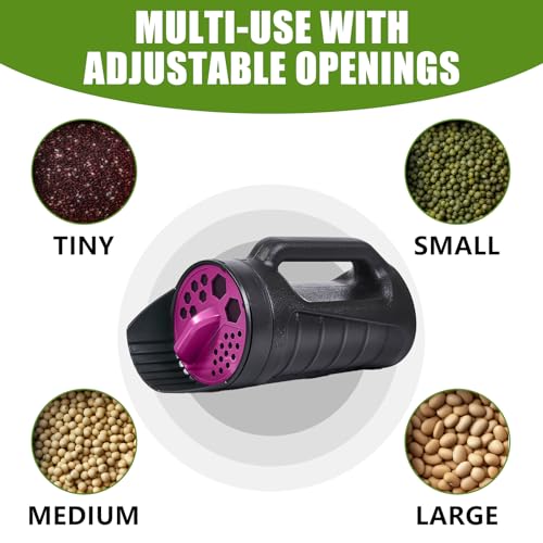 Black Adjustable Handheld Seed Shaker – Hand Spreader - 90oz Capacity Multi-Purpose Spreader for Fertilizer, Grass Seed, Ice Melt & Lawn Care - Rose Red - color: Rose Red