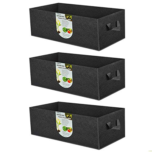 ANGELIOX 3 Pack 8 Gallon Grow Bags, 300G Thickened Nonwoven Fabric Garden Bed,30L Square Flower Planter Pots Containers with Handles for Potato Onion Carrot Taro Radish, Fruit,Flowers(50x30x20cm) - size: 50*30*20