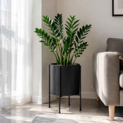 D'vine Dev Plastic Planter Pot with Metal Stand, Black, 10 in, 55-D-B-2 - color: Black, size: 10 Inch
