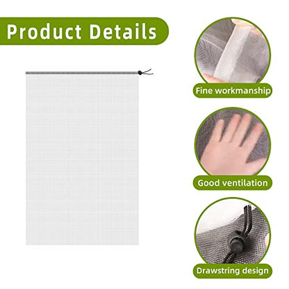 Alpurple 2 PCS Insect Bird Barrier Netting Mesh with Drawstring- 4.6 x 3 Ft Garden Bug Netting Plant Cover- Fruit Tree Net for Protect Plant Fruits Citrus Flower from Insect Bird Eating - color: 2 Pcs, size: 4.6x3 ft
