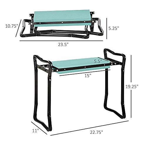 Penau Garden Kneeler and Seat Bench, Foldable Steel Green