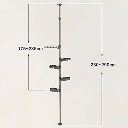 BAOYOUNI Plant Stand 5-Tier Tension Rod Pole Flower Holder Rack ，Grey - color: Grey, size: 1 x 5 Tier
