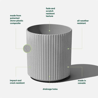 Veradek Demi Series Planter - Large Round Outdoor Planter - color: Gray, size: 16 inch - 2 Pack
