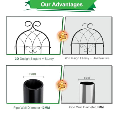 Lorenzo 72 x 80 inch Metal Garden Trellis for Climbing Plants, Black Metal Coating Rustproof, Perfect for Supporting Climbing Plants Outdoor - style: 4 Pack