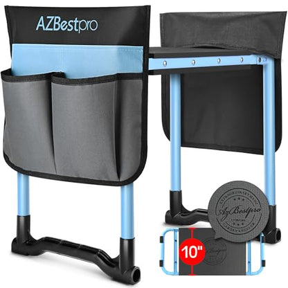 AZBESTPRO Garden Kneeler and Seat, Upgraded Foldable Heavy Duty Gardening Stool - Widened to 10" Stable Wear-Resistant Prevent Knee and Back Pain, Bench High-End 2 Large Tool Bags Gift for Men Women - color: Pool