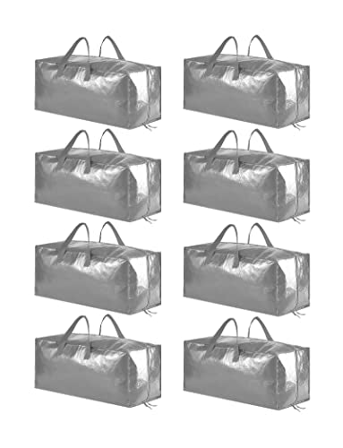 SpaceAid Heavy Duty Moving Bags, Extra Large Storage Totes W/Backpack Straps Strong Handles & Zippers, Alternative to Moving Boxes, Packing & Moving Supplies, Gley (8 Pack) - color: Grey, size: 8 Pack