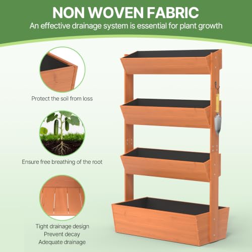 Suteck Raised Garden Bed, 4 Tier Vertical Wooden Planter Box - size: 4 Tier