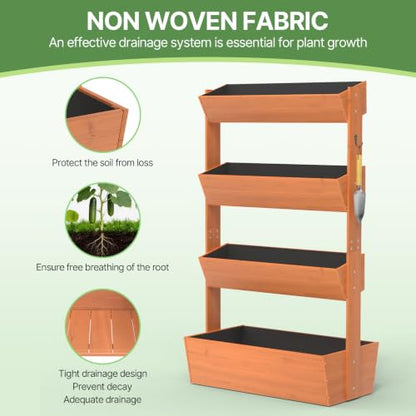 Suteck Raised Garden Bed, 4 Tier Vertical Wooden Planter Box - size: 4 Tier