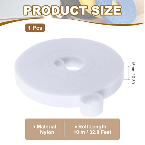 PATIKIL 0.6" x33FT Hook and Loop Tape Double-Sided Nylon Strips White - color: White, size: 0.6"x33FT