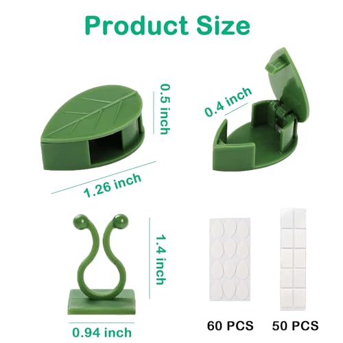 Plant Climbing Wall Fixture Clips, 100Pcs Self-Adhesive Plant Fixer Wall Clips Hook Vines Traction, Invisible Holder Leaf Shaped Wall Vines Fixing Clips Indoor Outdoor Decor - color: 50Pcs Leaf + 50Pcs Vine